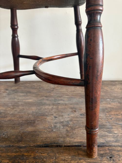 EARLY 19THC CRINOLINE STRETCHER ELM AND YEW WINDSOR CHAIR C1810 FRUITWOOD LEGS - ADDITIONAL PHOTO 4