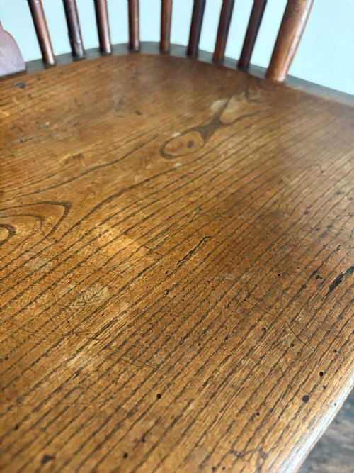 EARLY 19THC CRINOLINE STRETCHER ELM AND YEW WINDSOR CHAIR C1810 FRUITWOOD LEGS - ADDITIONAL PHOTO 8
