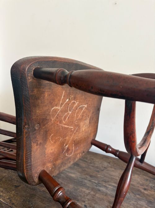 EARLY 19THC CRINOLINE STRETCHER ELM AND YEW WINDSOR CHAIR C1810 FRUITWOOD LEGS - ADDITIONAL PHOTO 9