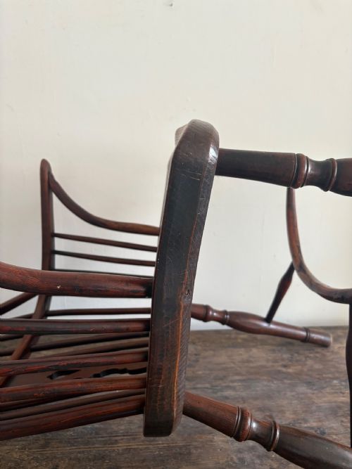 EARLY 19THC CRINOLINE STRETCHER ELM AND YEW WINDSOR CHAIR C1810 FRUITWOOD LEGS - ADDITIONAL PHOTO 11