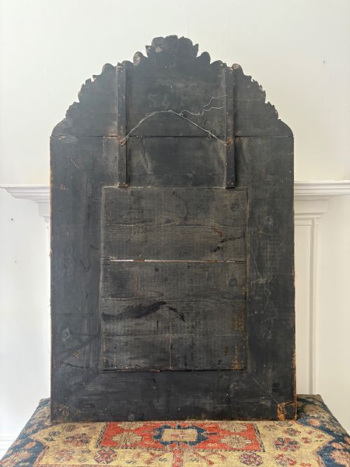 A LARGE 19THC DUTCH REPOUSSE CUSHION BRASS MIRROR AF 128CM MISSING PLATE - ADDITIONAL PHOTO 10