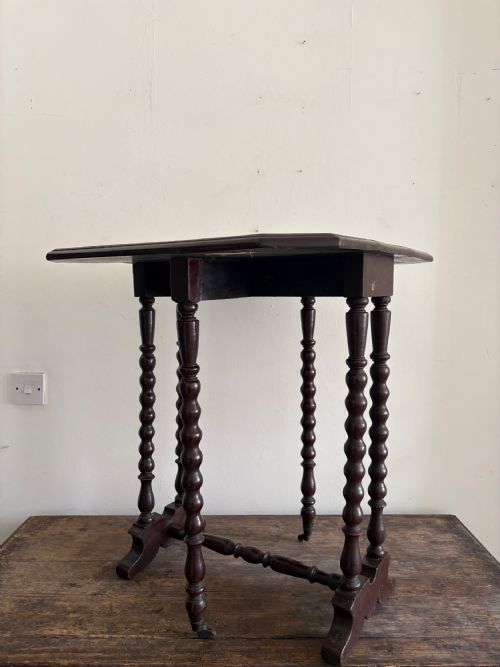 A 19TH CENTURY ENGLISH CHINOISERIE FOLDING SUTHERLAND TABLE BOBBIN LEGS C1880 - ADDITIONAL PHOTO 2