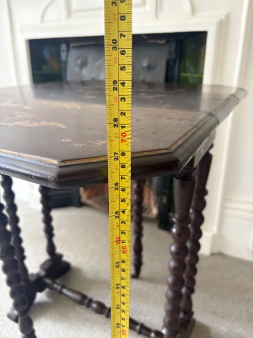 A 19TH CENTURY ENGLISH CHINOISERIE FOLDING SUTHERLAND TABLE BOBBIN LEGS C1880 - ADDITIONAL PHOTO 7