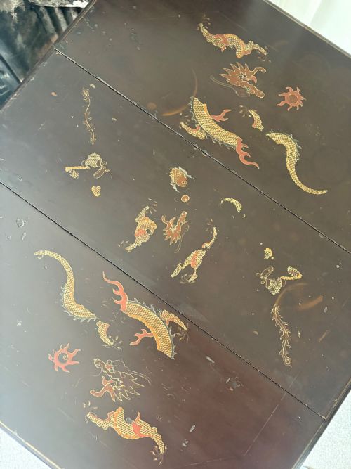 A 19TH CENTURY ENGLISH CHINOISERIE FOLDING SUTHERLAND TABLE BOBBIN LEGS C1880 - ADDITIONAL PHOTO 11
