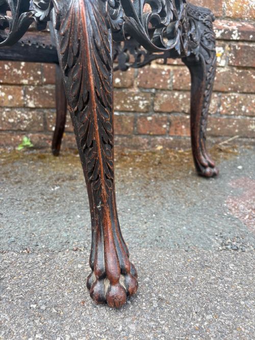 AN EXPERTLY REFURBISHED ANGLO INDIAN 19THC BURMESE CHAIR WITH ROSEWOOD HAND CARVED FLORAL DETAILING - ADDITIONAL PHOTO 8