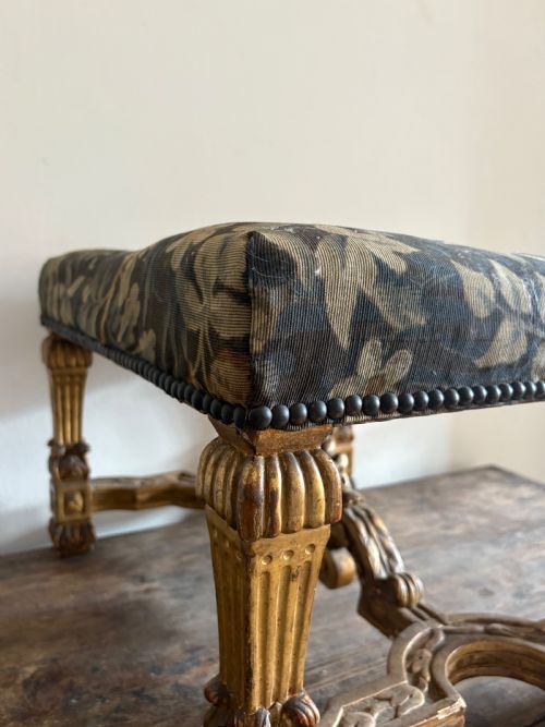 FRENCH EARLY 19TH CENTURY GILTWOOD TAPESTRY STOOL LOUIS X1V STYLE 57CM - ADDITIONAL PHOTO 11