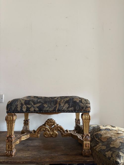 FRENCH EARLY 19TH CENTURY GILTWOOD TAPESTRY STOOL LOUIS X1V STYLE 57CM - ADDITIONAL PHOTO 6