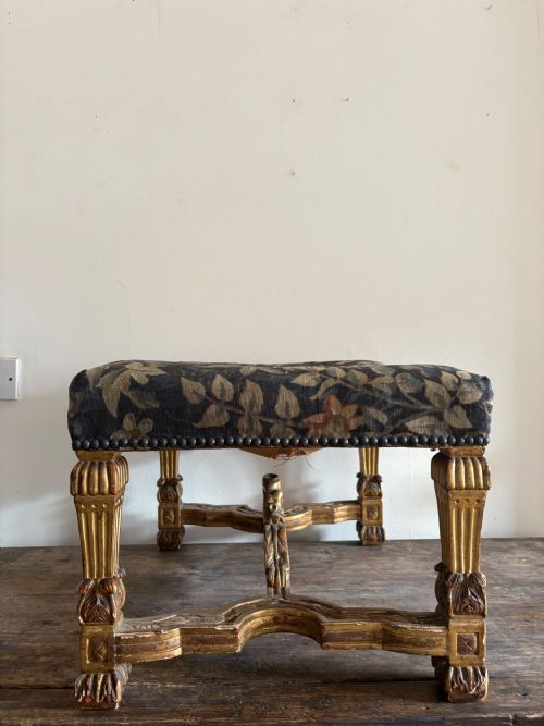 FRENCH EARLY 19TH CENTURY GILTWOOD TAPESTRY STOOL LOUIS X1V STYLE 57CM - ADDITIONAL PHOTO 8