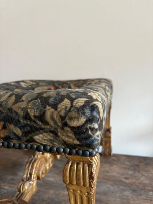 FRENCH EARLY 19TH CENTURY GILTWOOD TAPESTRY STOOL LOUIS X1V STYLE 57CM - ADDITIONAL PHOTO 10