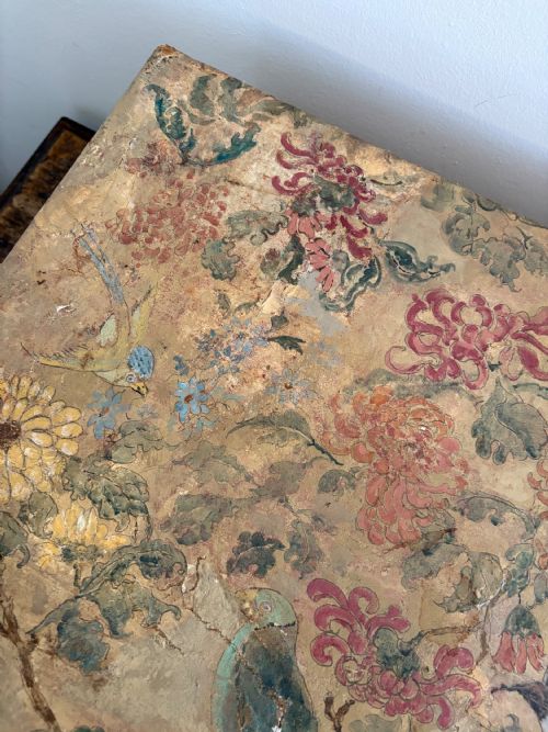 A CHINESE EXPORT HAND PAINTED LEATHER TRUNK ON LATER STAND C1900 78CM - ADDITIONAL PHOTO 12