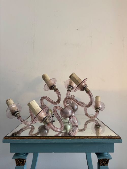 a set of 3 murano 192030s amethyst pink glass wall sconce gio ponti venini - CATEGORY: ANTIQUE LIGHTING - DATED 1920