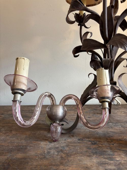 A SET OF 3 MURANO 192030S AMETHYST PINK GLASS WALL SCONCE GIO PONTI VENINI - ADDITIONAL PHOTO 3