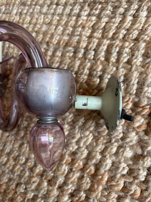 A SET OF 3 MURANO 192030S AMETHYST PINK GLASS WALL SCONCE GIO PONTI VENINI - ADDITIONAL PHOTO 13