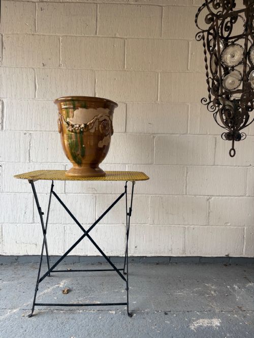 FRENCH ANTIQUE PIERCED IRON TOP BISTRO GARDEN TABLE CIRCA 1920S 70CM WIDE - ADDITIONAL PHOTO 5
