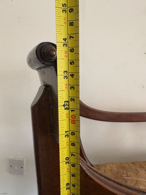 A REGENCY MAHOGANY SCROLL ARM DESK OR READING CHAIR HESSIAN SEAT C1820 - ADDITIONAL PHOTO 10