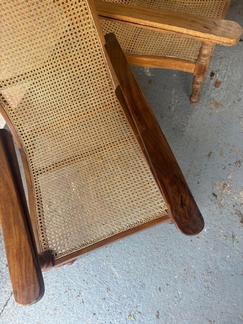 A PAIR OF ORIGINAL ANGLO INDIAN TEAK AND CANE PLANTATION CHAIRS CIRCA 19101920 - ADDITIONAL PHOTO 10