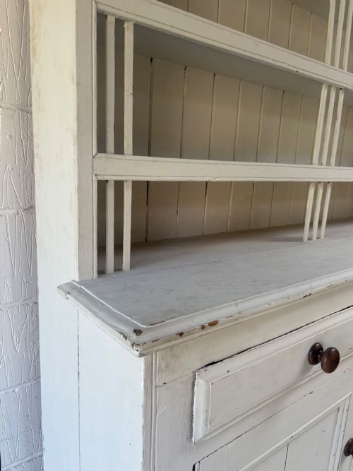 A 19TH CENTURY COUNTRY HOUSE PAINTED PINE IRISH DRESSER 162CM WIDE 2 DOOR BASE CUPBOARD - ADDITIONAL PHOTO 9