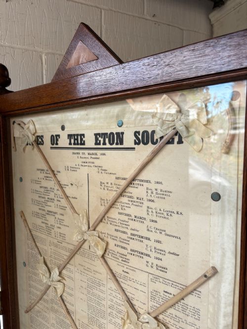 ETON COLLEGE ORIGINAL 1920S OAK FRAME 3 PANEL DEBATING AND POLITICAL SOCIETY SCREEN - ADDITIONAL PHOTO 1