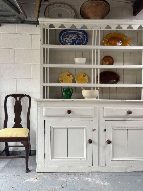 A 19TH CENTURY COUNTRY HOUSE PAINTED PINE IRISH DRESSER 162CM WIDE 2 DOOR BASE CUPBOARD - ADDITIONAL PHOTO 8