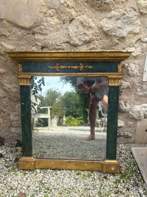EARLY 19THC NEOCLASSICAL EMPIRE MIRROR CARVED GILTWOOD AND FAUX MARBLE 66CM - ADDITIONAL PHOTO 12