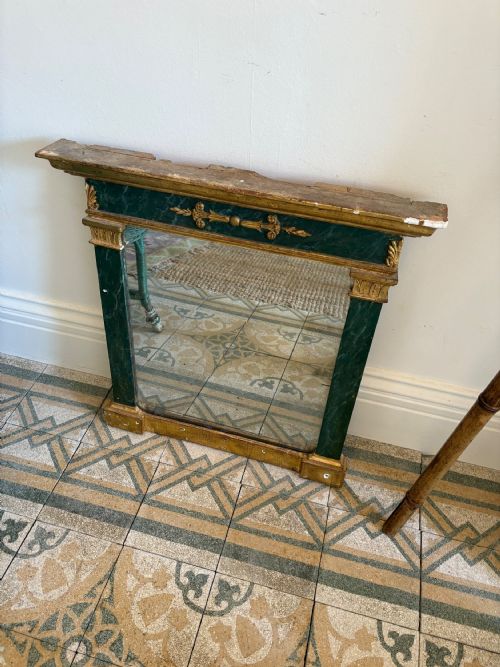 EARLY 19THC NEOCLASSICAL EMPIRE MIRROR CARVED GILTWOOD AND FAUX MARBLE 66CM - ADDITIONAL PHOTO 2