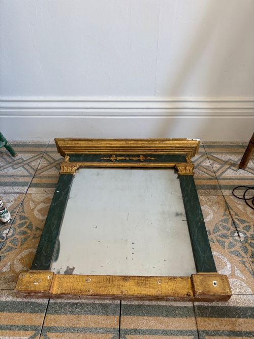 EARLY 19THC NEOCLASSICAL EMPIRE MIRROR CARVED GILTWOOD AND FAUX MARBLE 66CM - ADDITIONAL PHOTO 3
