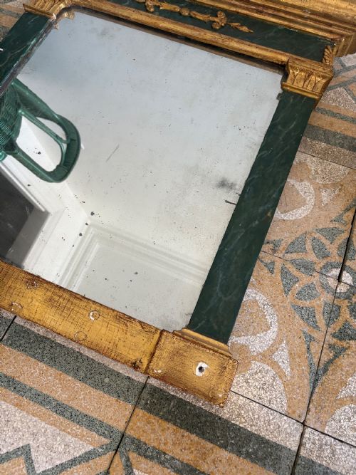 EARLY 19THC NEOCLASSICAL EMPIRE MIRROR CARVED GILTWOOD AND FAUX MARBLE 66CM - ADDITIONAL PHOTO 5