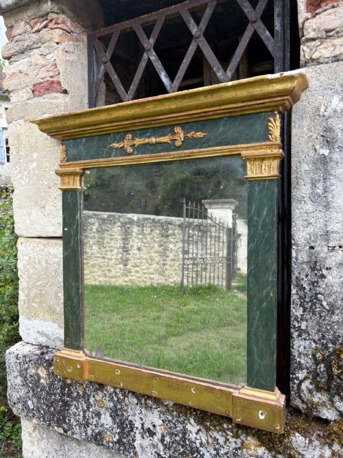 EARLY 19THC NEOCLASSICAL EMPIRE MIRROR CARVED GILTWOOD AND FAUX MARBLE 66CM - ADDITIONAL PHOTO 6