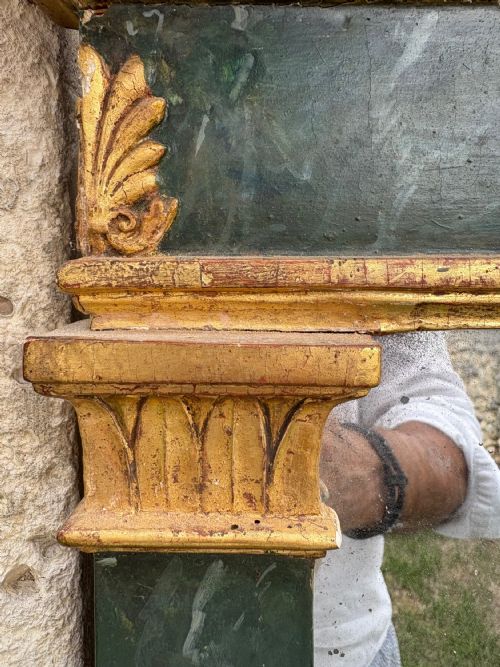 EARLY 19THC NEOCLASSICAL EMPIRE MIRROR CARVED GILTWOOD AND FAUX MARBLE 66CM - ADDITIONAL PHOTO 9
