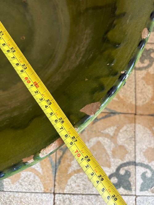 A LARGE SOUTH OF FRANCE TIAN BOWL 19THC GREEN GLAZE EARTHENWARE 69CM DIAMETER - ADDITIONAL PHOTO 12