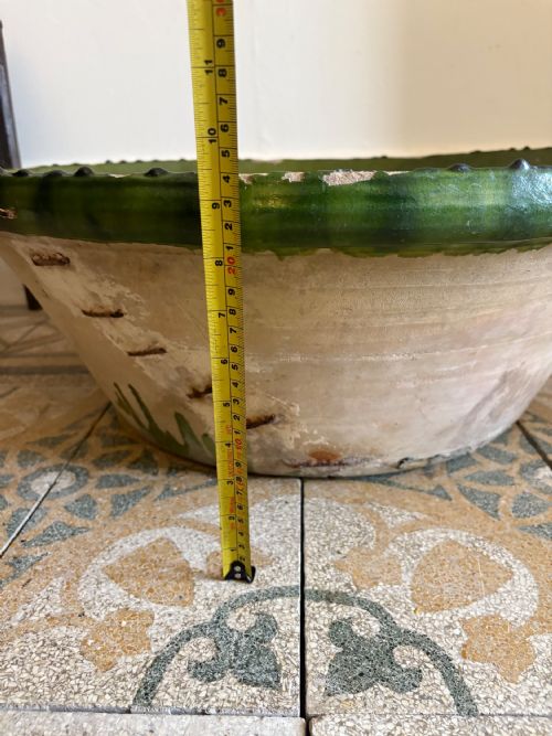 A LARGE SOUTH OF FRANCE TIAN BOWL 19THC GREEN GLAZE EARTHENWARE 69CM DIAMETER - ADDITIONAL PHOTO 13