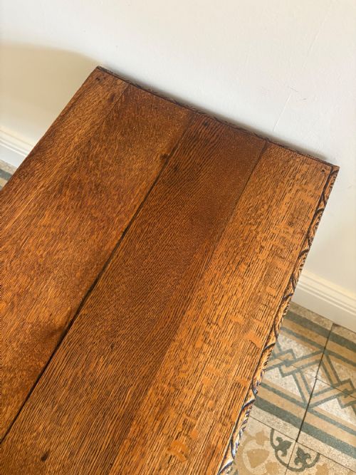 A GEORGE 111 CARVED OAK 3 DRAWER LOWBOY SIDE TABLE C1800 76CM WIDE - ADDITIONAL PHOTO 11