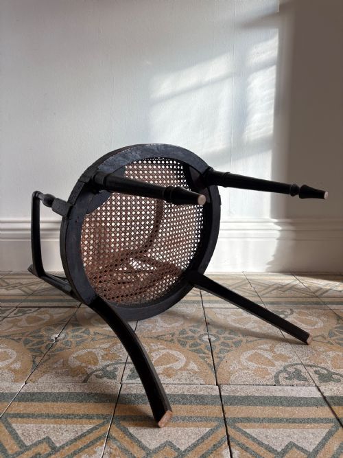 EBONISED AND GILT PAINTED REGENCY OPEN ARM ELBOW CHAIR CANE SEAT C1820 MANNER JOHN GEE - ADDITIONAL PHOTO 10
