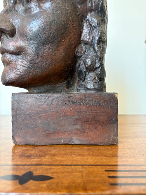 A 20TH CENTURY FRENCH FEMALE TERRACOTTA BUST SCULPTURE SIGNED C1930S 32CM - ADDITIONAL PHOTO 12