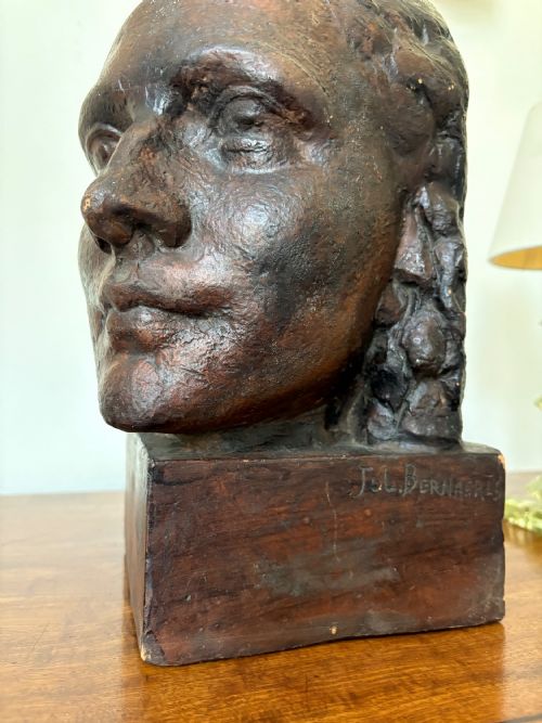 A 20TH CENTURY FRENCH FEMALE TERRACOTTA BUST SCULPTURE SIGNED C1930S 32CM - ADDITIONAL PHOTO 13