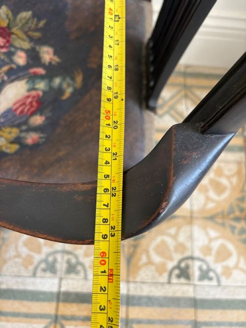 A CHIPPENDALE STYLE GEORGE 111 MAHOGANY ELBOW CHAIR WITH TAPESTRY SEAT C1800 - ADDITIONAL PHOTO 17