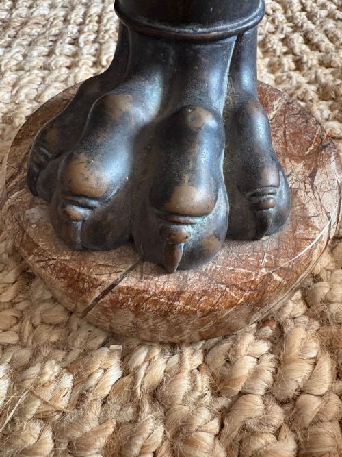 A 19TH CENTURY ITALIAN GRAND TOUR BRONZE LIONS PAW VASE ON MARBLE BASE 165CM - ADDITIONAL PHOTO 5
