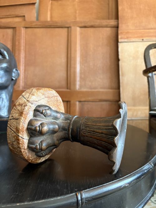 A 19TH CENTURY ITALIAN GRAND TOUR BRONZE LIONS PAW VASE ON MARBLE BASE 165CM - ADDITIONAL PHOTO 6
