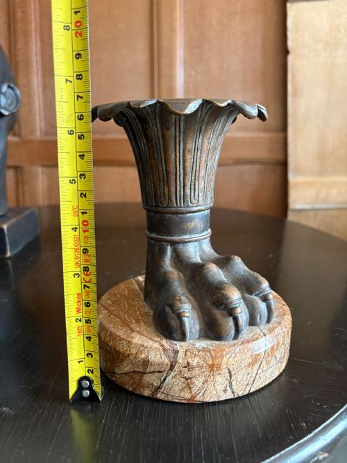 A 19TH CENTURY ITALIAN GRAND TOUR BRONZE LIONS PAW VASE ON MARBLE BASE 165CM - ADDITIONAL PHOTO 11
