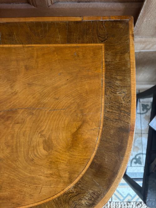 A GEORGE 111 SATINWOOD AND ROSEWOOD DEMI LUNE CARD TABLE HEPPLEWHITE PERIOD - ADDITIONAL PHOTO 2