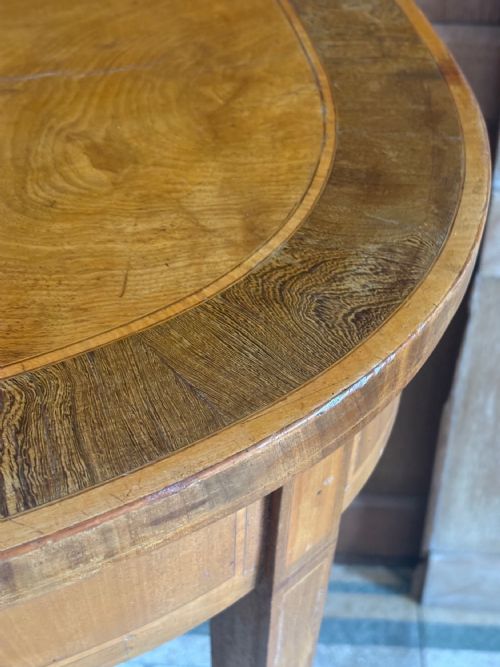 A GEORGE 111 SATINWOOD AND ROSEWOOD DEMI LUNE CARD TABLE HEPPLEWHITE PERIOD - ADDITIONAL PHOTO 4