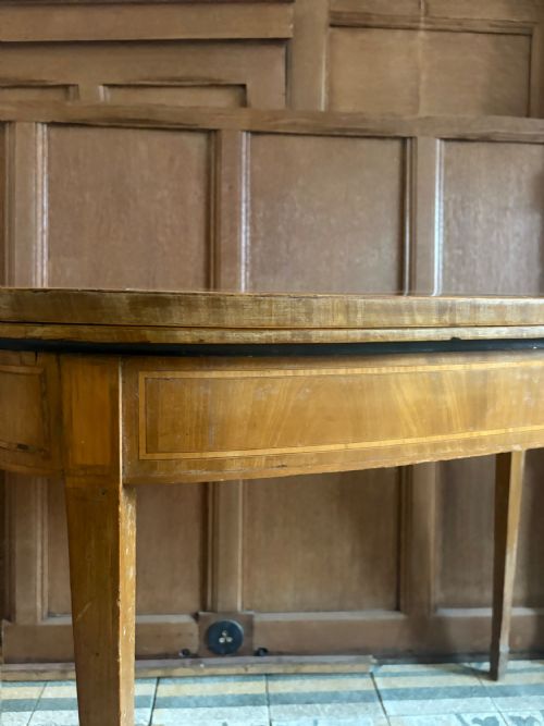 A GEORGE 111 SATINWOOD AND ROSEWOOD DEMI LUNE CARD TABLE HEPPLEWHITE PERIOD - ADDITIONAL PHOTO 5