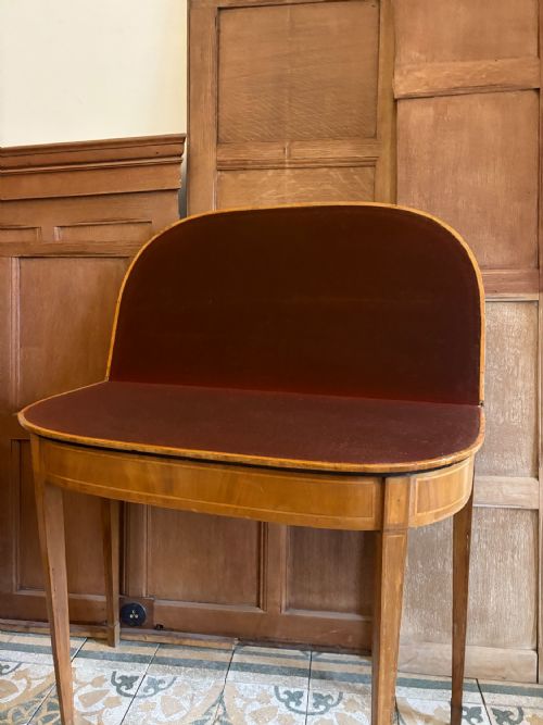 A GEORGE 111 SATINWOOD AND ROSEWOOD DEMI LUNE CARD TABLE HEPPLEWHITE PERIOD - ADDITIONAL PHOTO 7