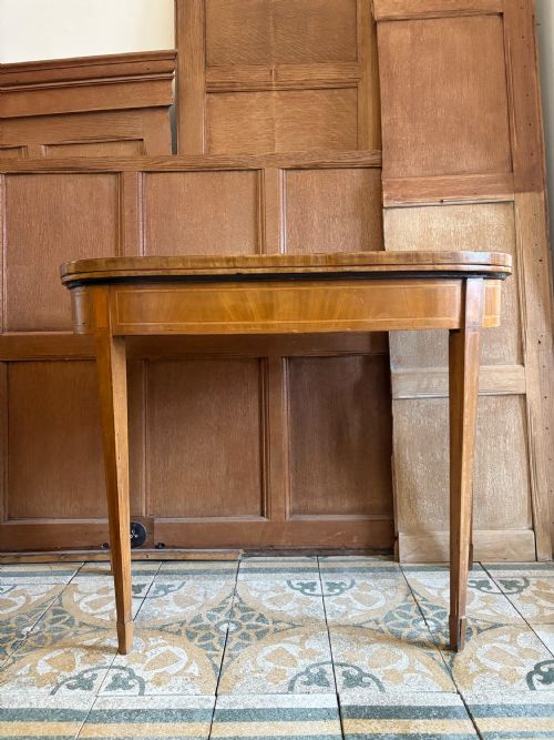 A GEORGE 111 SATINWOOD AND ROSEWOOD DEMI LUNE CARD TABLE HEPPLEWHITE PERIOD - ADDITIONAL PHOTO 12