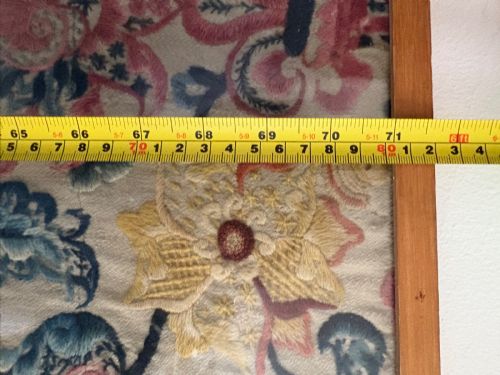 A PAIR OF FRENCH 19TH CENTURY HAND EMBROIDERED CREWEL WORK FRAMED PANELS 182CM - ADDITIONAL PHOTO 7