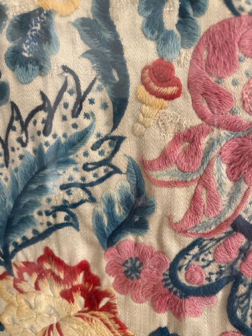A PAIR OF FRENCH 19TH CENTURY HAND EMBROIDERED CREWEL WORK FRAMED PANELS 182CM - ADDITIONAL PHOTO 5