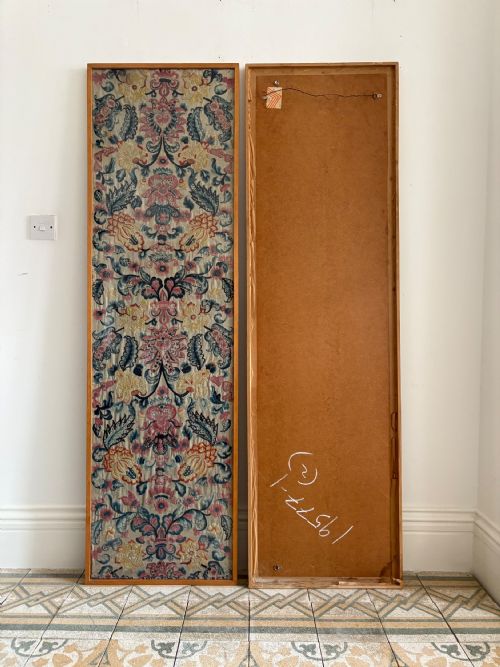 A PAIR OF FRENCH 19TH CENTURY HAND EMBROIDERED CREWEL WORK FRAMED PANELS 182CM - ADDITIONAL PHOTO 13