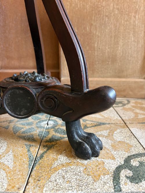 PAIR OF 19THC CHINOISERIE TABLES HONGMU BASES AND IRON PAW FEET ANGLO CHINESE - ADDITIONAL PHOTO 4