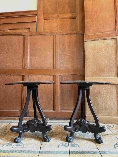 PAIR OF 19THC CHINOISERIE TABLES HONGMU BASES AND IRON PAW FEET ANGLO CHINESE - ADDITIONAL PHOTO 12
