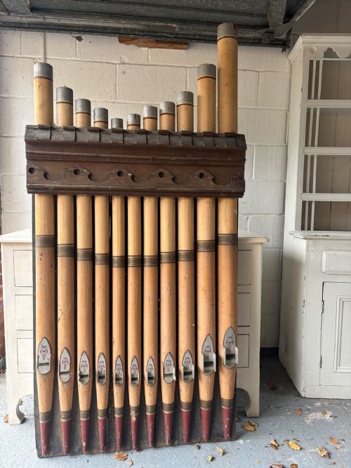 PAIR OF 19THC CHURCH ORGAN ARCHITECTURAL PANELS HAND MADE SIMULATED PIPES 187CM - ADDITIONAL PHOTO 10